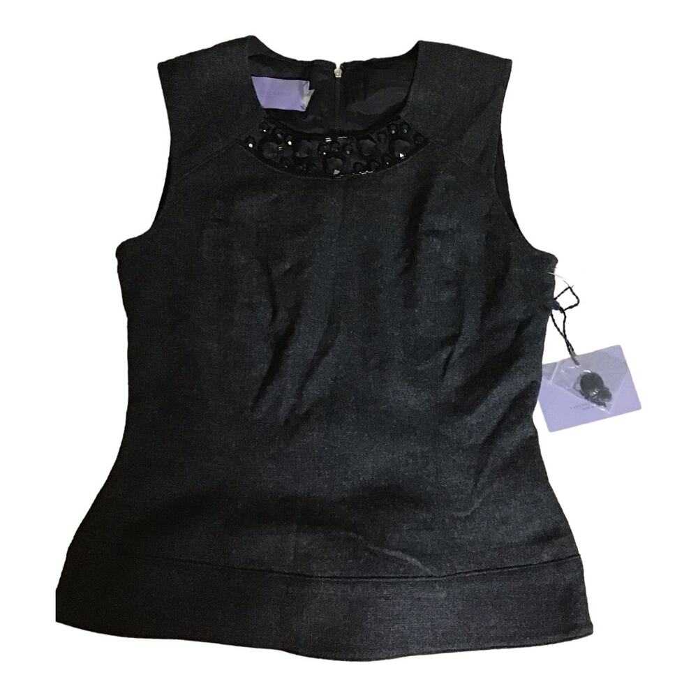 Vera Wang Lavender Label Wool & Silk Blend Sleeveless Beaded Top  Sz. 6 NWT